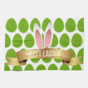 Happy Easter Holiday Trendy Bunny Floral Geschirrtuch