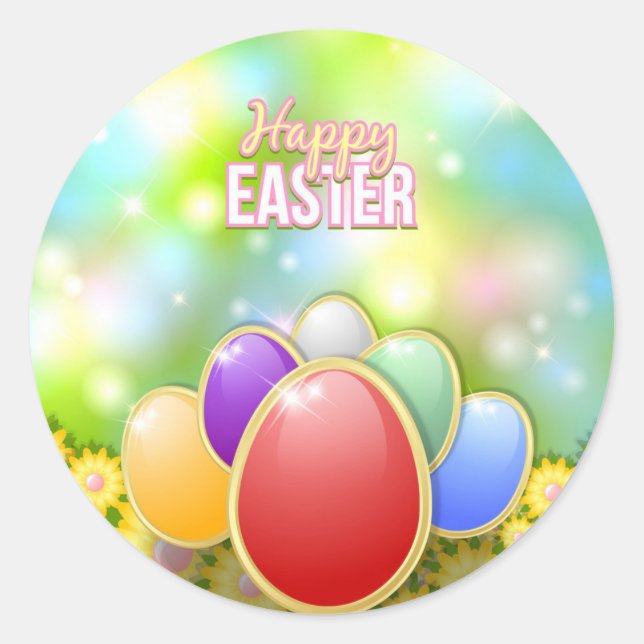 Happy Easter Holiday Trendy Bunny Floral Runder Aufkleber (Vorderseite)