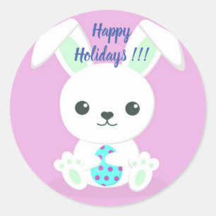 Happy Easter Holiday Trendy Bunny Floral Runder Aufkleber