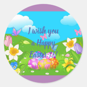 Happy Easter Holiday Trendy Bunny Floral Runder Aufkleber