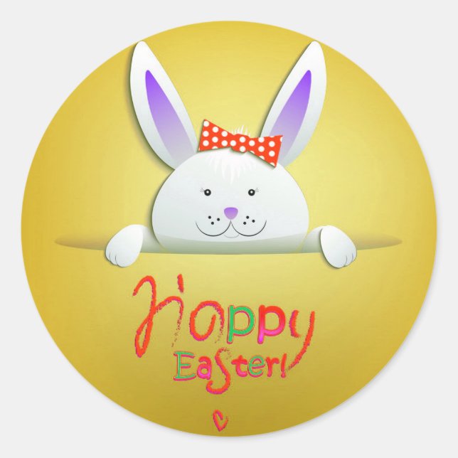 Happy Easter Holiday Trendy Bunny Floral Runder Aufkleber (Vorderseite)