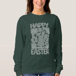 Happy Easter Lace Bunny Lace Ears Lace Bow Sweatshirt