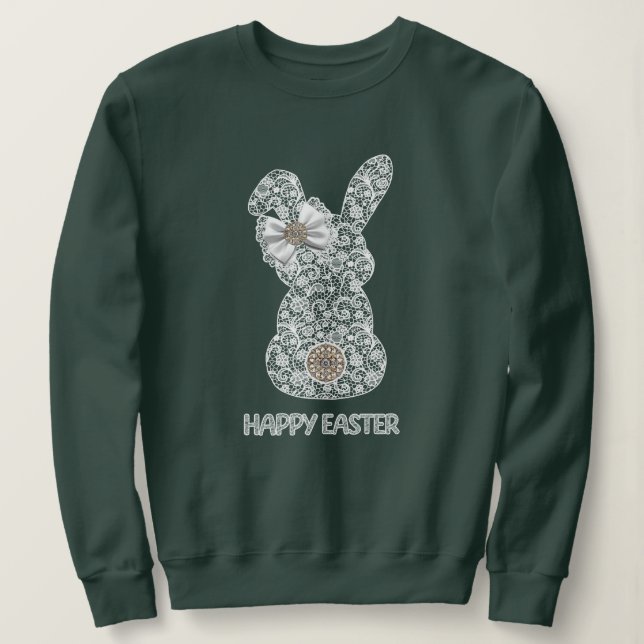 Happy Easter Lace Bunny Lace Ears Lace Bow Sweatshirt (Design vorne)