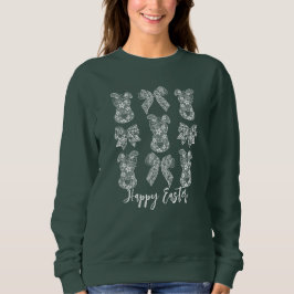Happy Easter Lace Bunny Lace Ears Lace Bow Sweatshirt