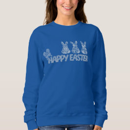 Happy Easter Lace Bunny Lace Ears Lace Bow Sweatshirt