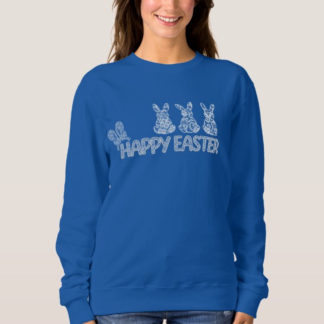 Happy Easter Lace Bunny Lace Ears Lace Bow Sweatshirt (Vorderseite)