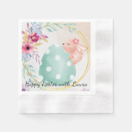 Happy Easter- little bunny on big egg Serviette