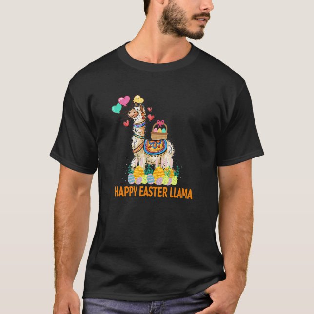Happy Easter Llama Bunny Funny Eggs Jagen Kinder B T-Shirt (Vorderseite)