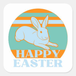 HAPPY EASTER lustige Ostersonnige Geschenkidee Quadratischer Aufkleber