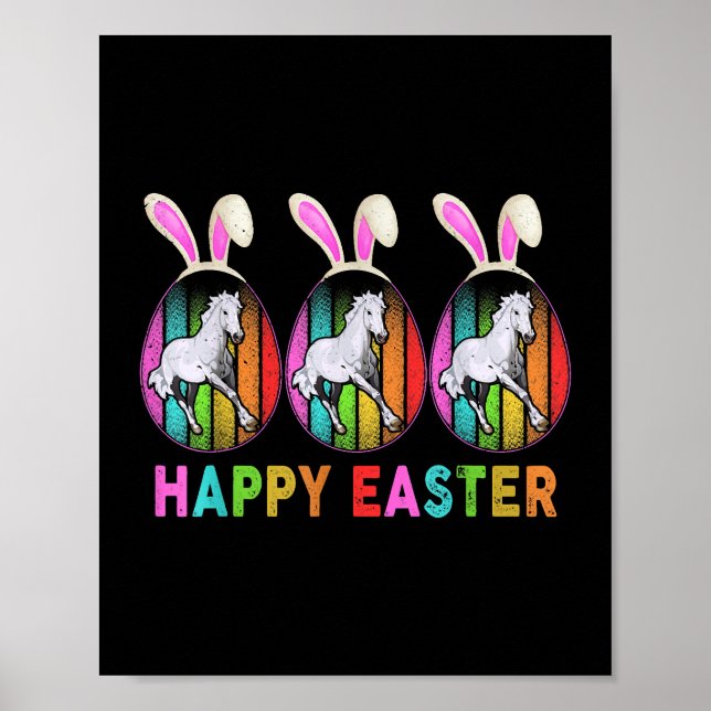 Happy Easter Niedlich Bunny Horse Bauer Lover Poster (Vorne)