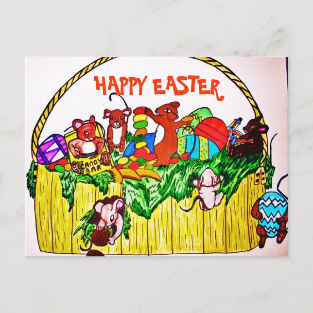 HAPPY EASTER NIEDLICH MICE Postkarte (Vorderseite)