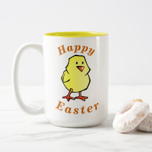 "Happy EASTER" Niedlicher Baby Chick & Burnt Orang Zweifarbige Tasse