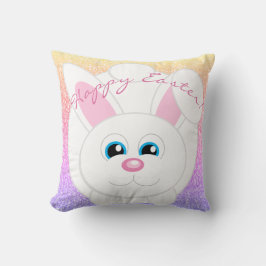 Happy Easter Niedlicher Cartoon Bunny Rainbow Glit Kissen