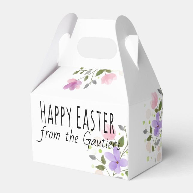Happy Easter Osterfest Bunny Watercolor Blume Geschenkschachtel (Rückseite)