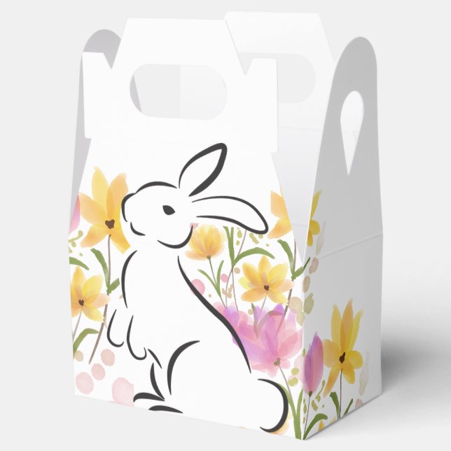 Happy Easter Osterfest Bunny Watercolor Blume Geschenkschachtel (Geöffnet)