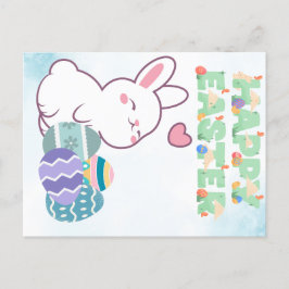 Happy Easter / Ostern bunny with eggs Feiertagspostkarte