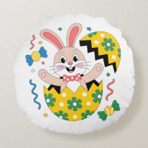 Happy Easter Party Bunny Popping Out of Egg 