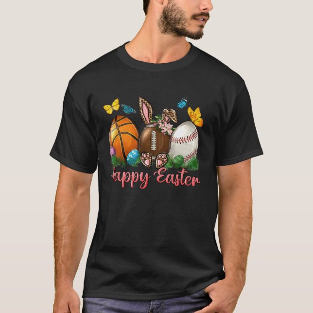 Happy Easter Pink Leopard Bunny Basketball Basebal T-Shirt (Vorderseite)