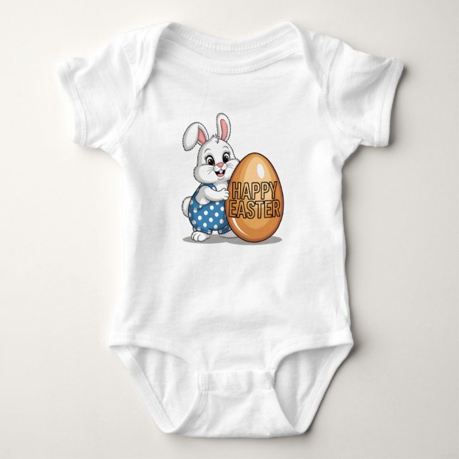 Happy Easter Polka Dot Bunny Baby Strampler (Vorderseite)