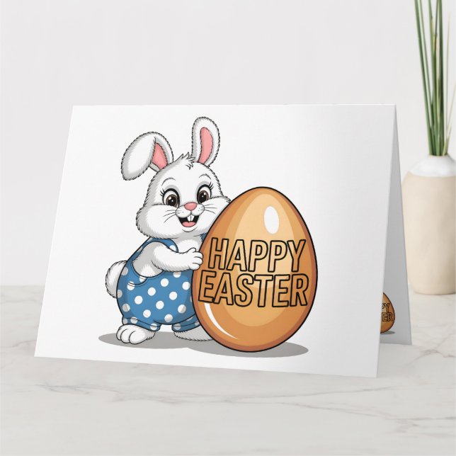 Happy Easter Polka Dot Bunny Karte (Vorderseite)