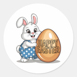 Happy Easter Polka Dot Bunny Runder Aufkleber