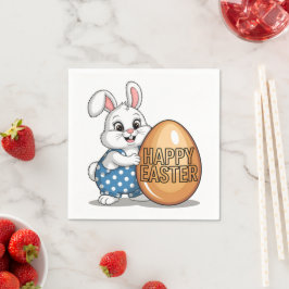 Happy Easter Polka Dot Bunny Serviette
