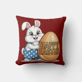 Happy Easter Polka Dot Bunny Throw Kissen