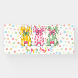 Happy Easter Polka Dot Oaster Bunnies Banner
