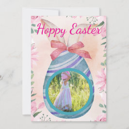 Happy Easter - purple blue egg with photo Einladung