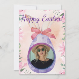 Happy Easter - purple egg with photo Einladung