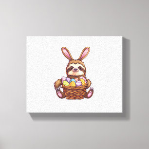 Happy Easter Rabbit Ostereier Basket Sloth Easte Leinwanddruck