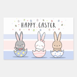 Happy Easter rechteckige Aufkleber