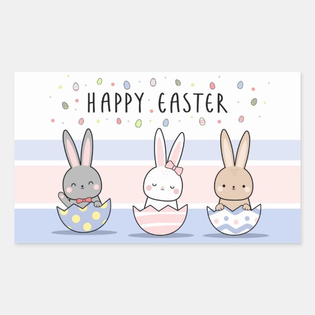 Happy Easter rechteckige Aufkleber (Vorderseite)