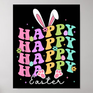 Happy Easter Redewendungen Ei Groovy Bunny Rabbit Poster