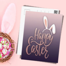 Happy Easter Rose Gold Glitzer Ferienkarte