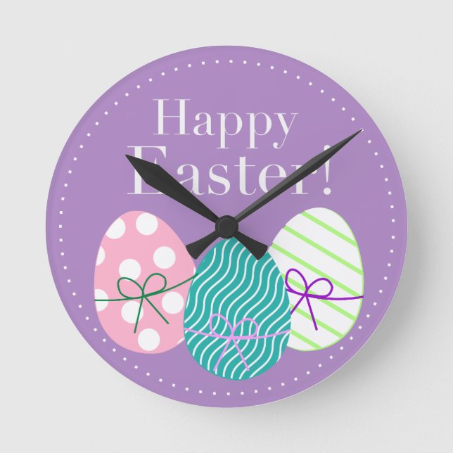 Happy Easter Runde Wanduhr (Vorderseite)