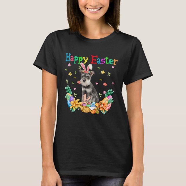 Happy Easter Schnauzer Bunny Schnauzer Eggs T-Shirt (Vorderseite)