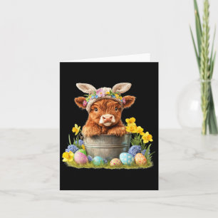 Happy Easter Scottish Cow Niedlich Heifer Cow Farm Karte