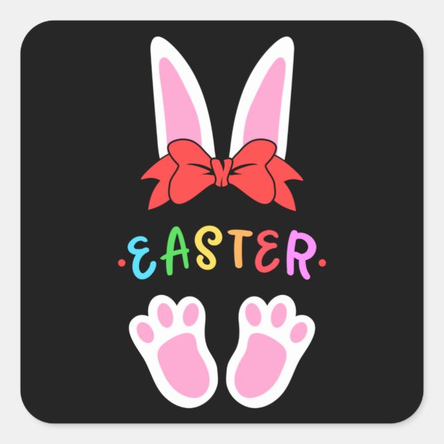 Happy Easter Spring Bunny Easter Egg Funny Gift Quadratischer Aufkleber (Vorderseite)
