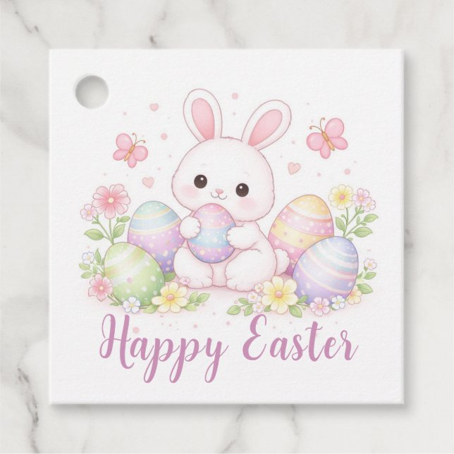 Happy Easter Spring Design - Cute Easter Bunny  Geschenkanhänger (Vorderseite)