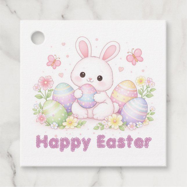 Happy Easter Spring Design - Cute Easter Bunny  Geschenkanhänger (Vorderseite)