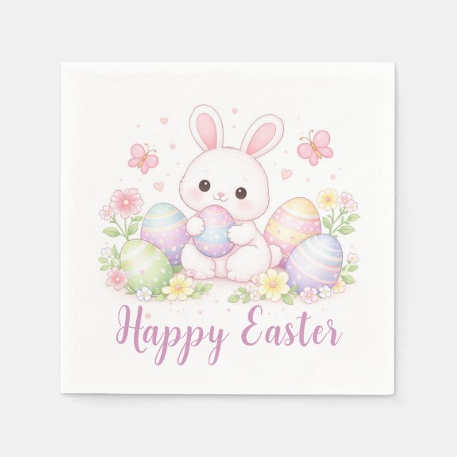 Happy Easter Spring Design - Cute Easter Bunny  Serviette (Vorderseite)