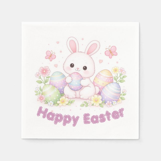 Happy Easter Spring Design - Cute Easter Bunny  Serviette (Vorderseite)