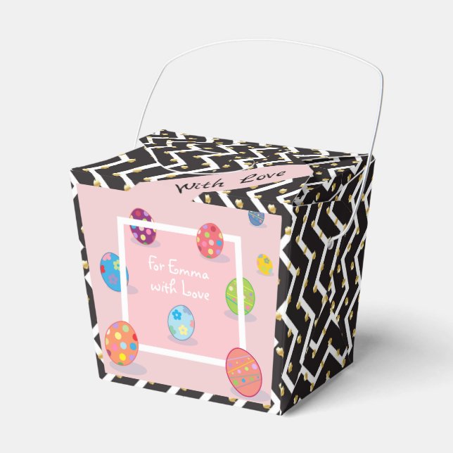 Happy Easter Spring Holiday niedlicher Hasen Egg H Geschenkschachtel (Vorderseite)