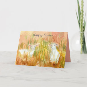 Happy Easter Spring Lambs Farm Weideland Feld Karte