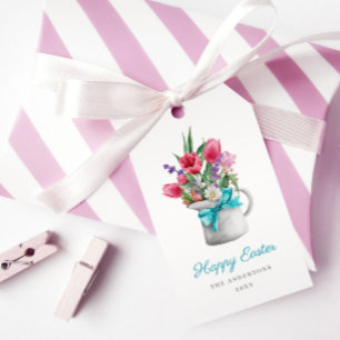 Happy Easter Spring Tulip Blue Ribbon individuell  Geschenkanhänger