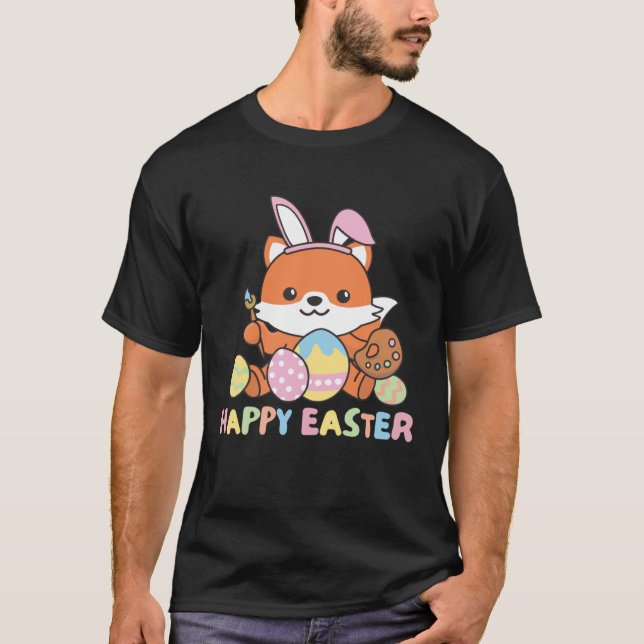 Happy Easter Sweet Fox For Easter With Easter Eggs T-Shirt (Vorderseite)