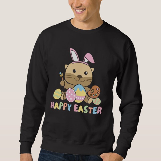 Happy Easter Sweet Otter For Easter With Easter Eg Sweatshirt (Vorderseite)
