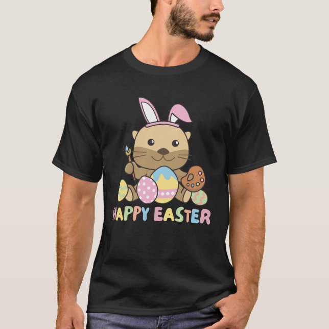 Happy Easter Sweet Otter For Easter With Easter Eg T-Shirt (Vorderseite)