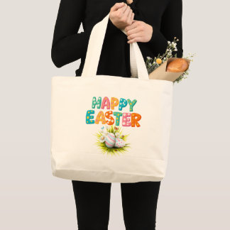 Happy Easter Tote Bag Jumbo Stoffbeutel